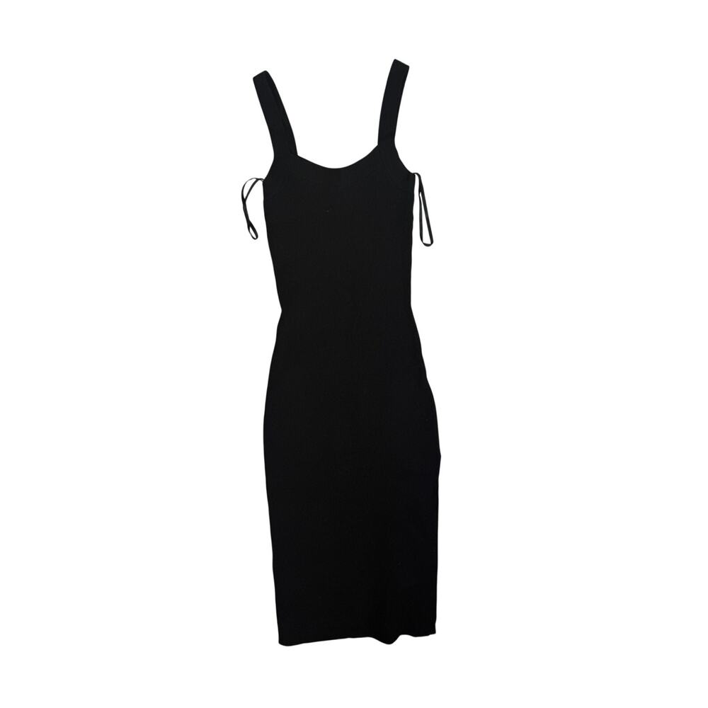 Aritzia Knit Ribbed Tank Bodycon Chase Midi Dress Black Minimalist Slit 2XS
